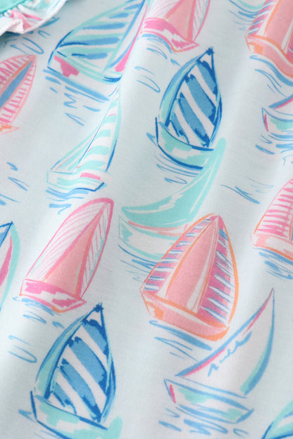 Girls Sailboat Print Sundress with Pockets – Fun and Breezy Summer Outfit