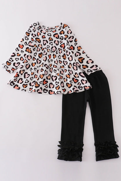 Trendy Leopard Tunic & Ruffled Leggings Set for Girls - Fierce & Fun!