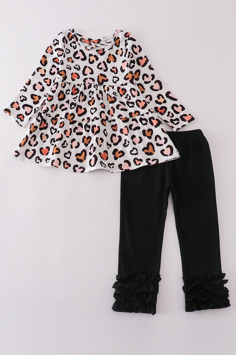 Trendy Leopard Tunic & Ruffled Leggings Set for Girls - Fierce & Fun!