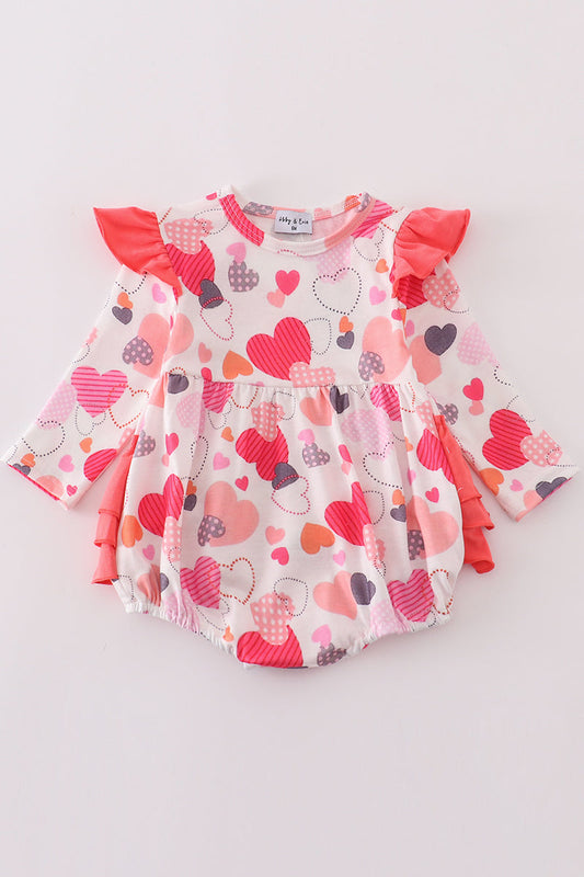 Heart Flutter Valentine Bubble Romper for Baby Girl