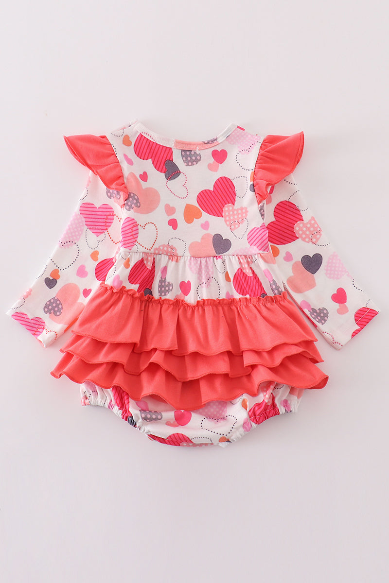 Heart Flutter Valentine Bubble Romper for Baby Girl