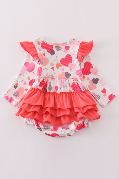 Heart Flutter Valentine Bubble Romper for Baby Girl