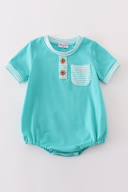 Coastal Blue Pocket Romper for Baby Boy