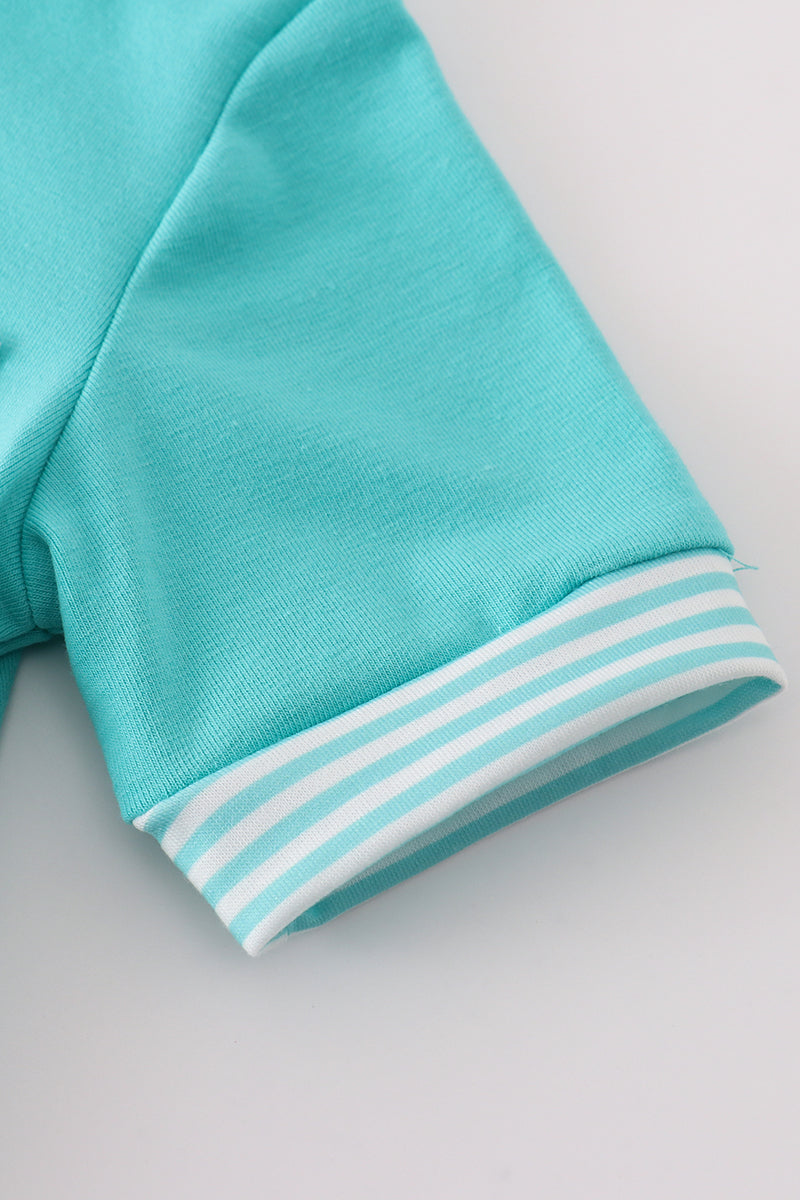 Coastal Blue Pocket Romper for Baby Boy