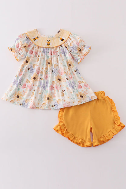 Golden Bee Blooms Girls' Two-Piece Set