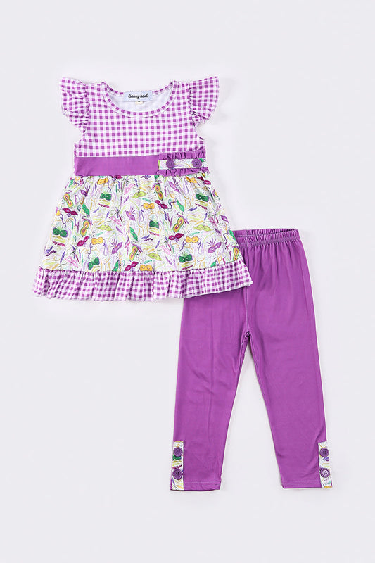 Purple Parade Mardi Gras Legging Set for Girls