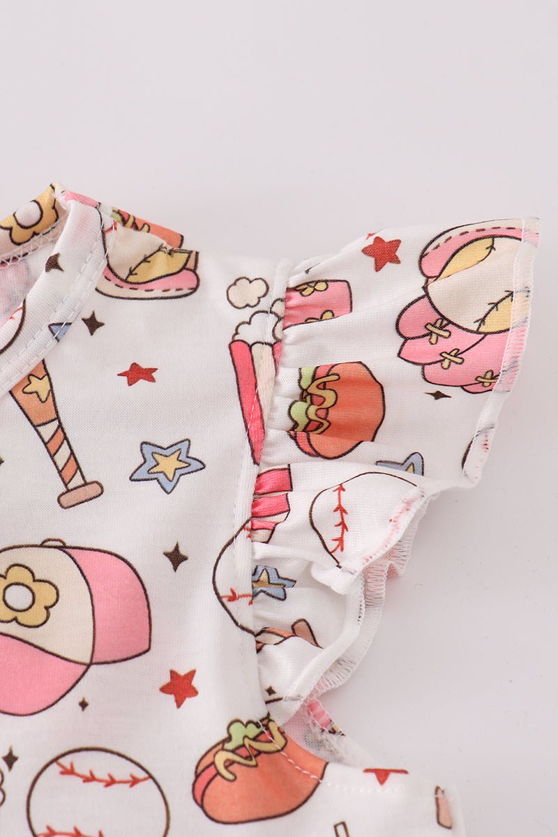 All - Star Snack Time Girls’ Baseball Dress with Pockets – Game Day Fun! - Blue Marc