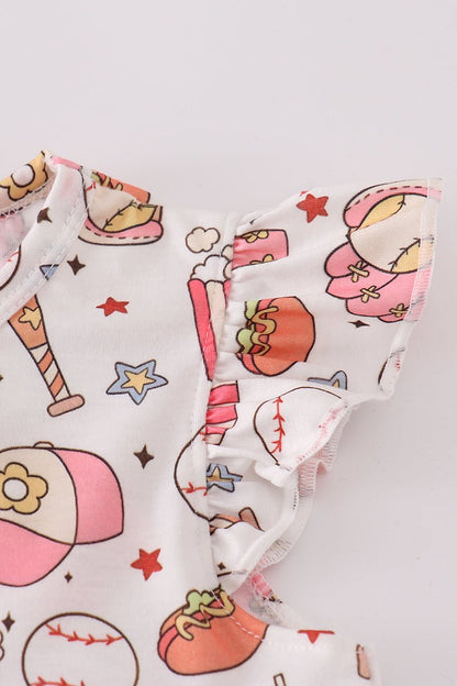All - Star Snack Time Girls’ Baseball Dress with Pockets – Game Day Fun! - Blue Marc