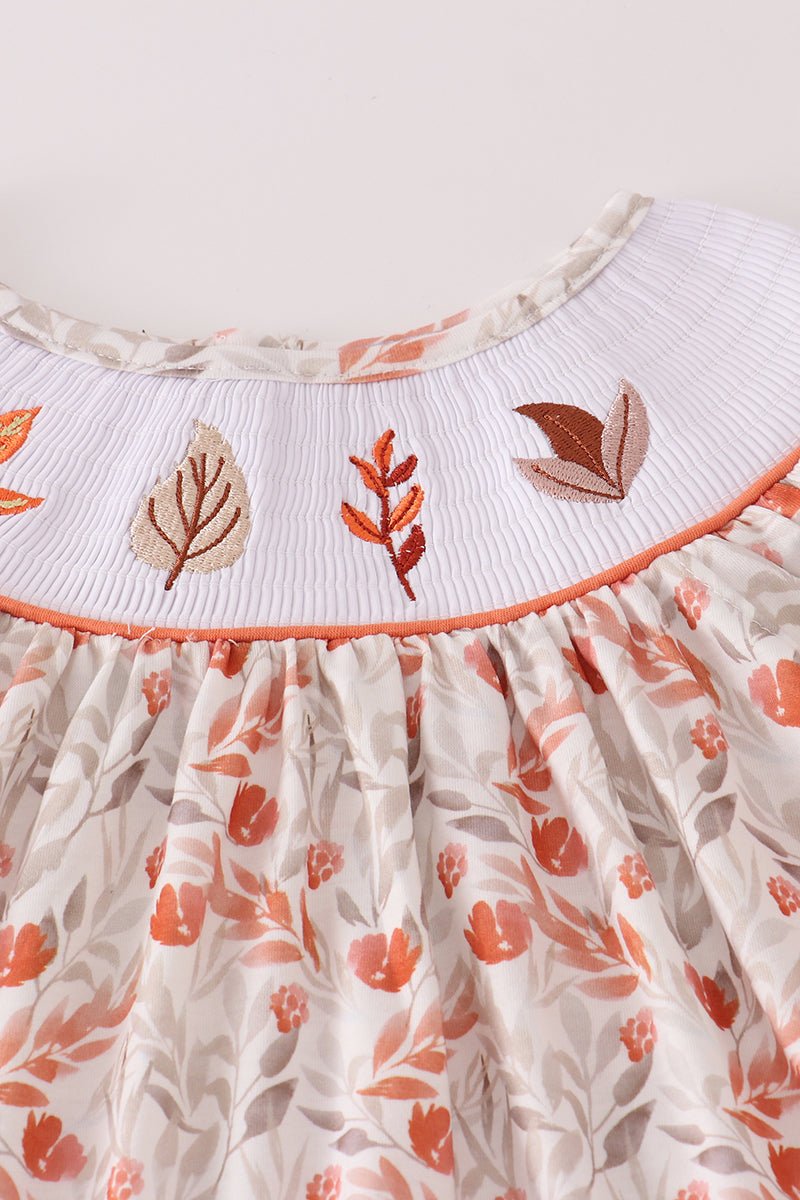 Autumn Leaf Ruffle Set for Girls – Floral Tunic & Pumpkin Pants - Blue Marc