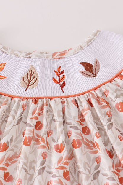 Autumn Leaf Ruffle Set for Girls – Floral Tunic & Pumpkin Pants - Blue Marc