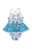 Azure Blossom Girls' Swimsuit - Blue Marc