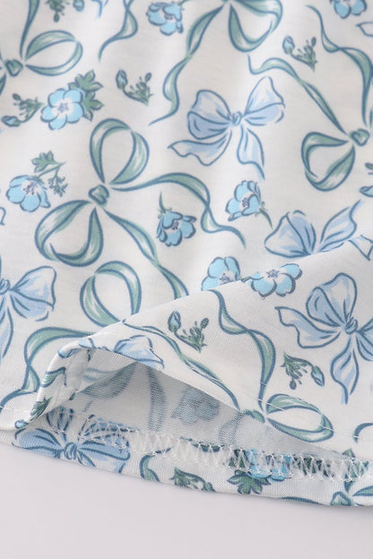 Baby Girl Blue Floral Ruffle Top & Bloomer Set - Blue Marc