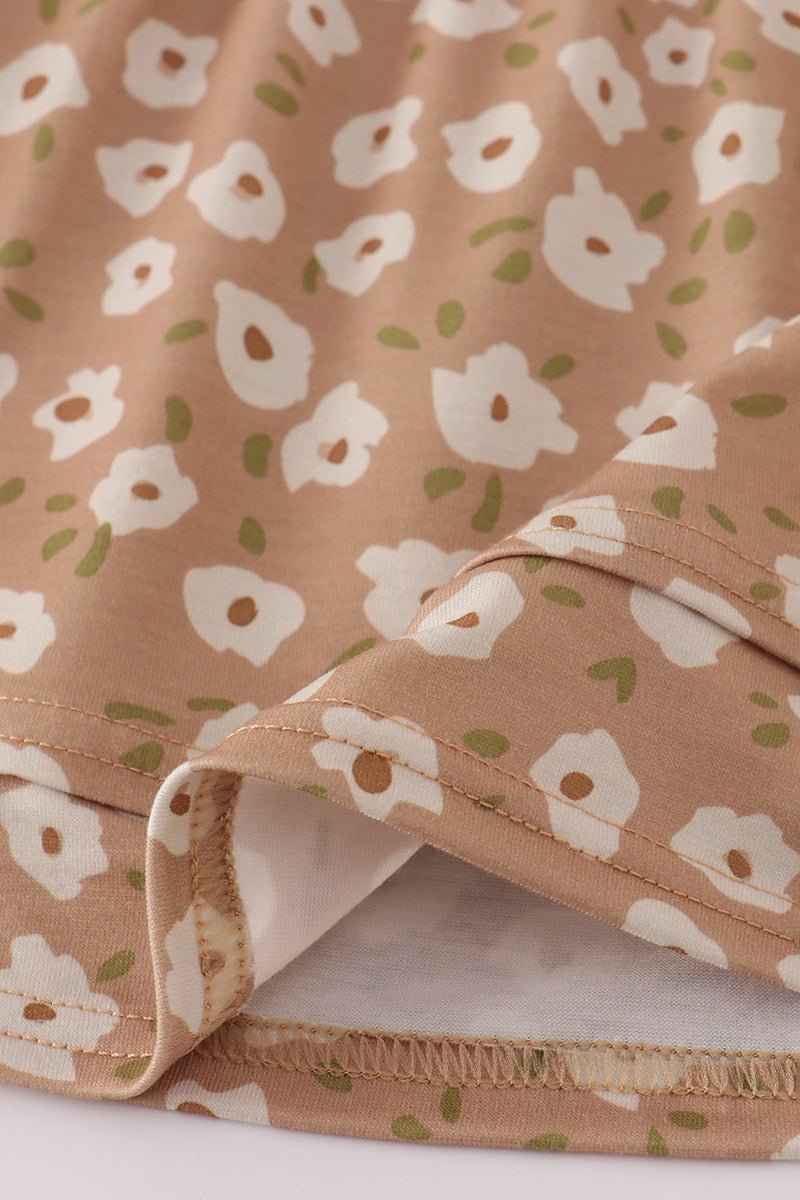 Baby Girl Floral Bow Strap Set – Sage & Tan - Blue Marc