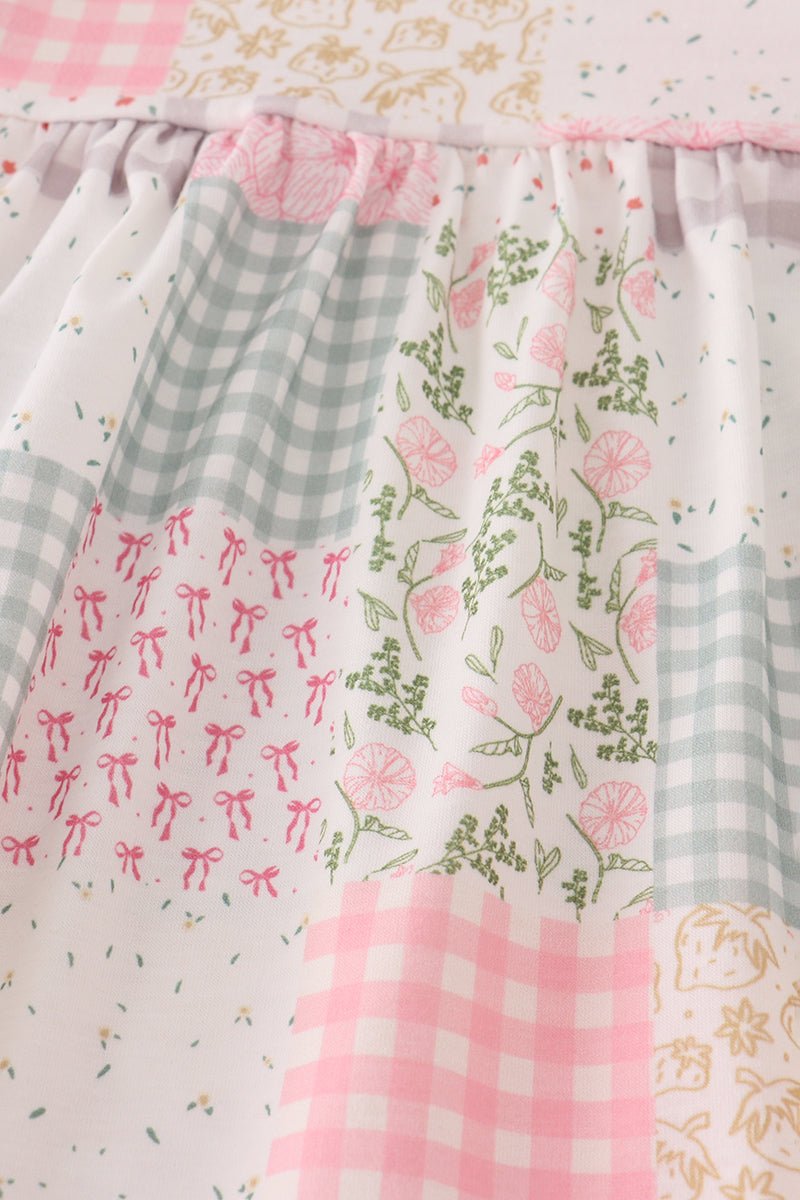 Baby Girl Pastel Patchwork Dress & Bloomers Set - Blue Marc