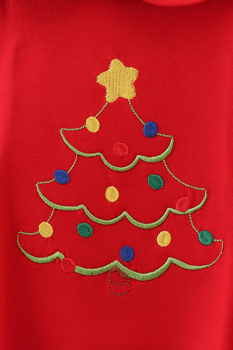 Baby Girl Red Plaid Christmas Tree Romper - Blue Marc