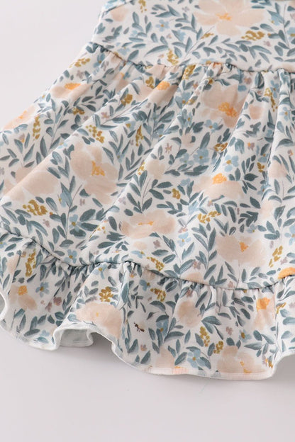 Baby Girl Ruffle Top & Bloomers Set – Sage Floral Charm - Blue Marc