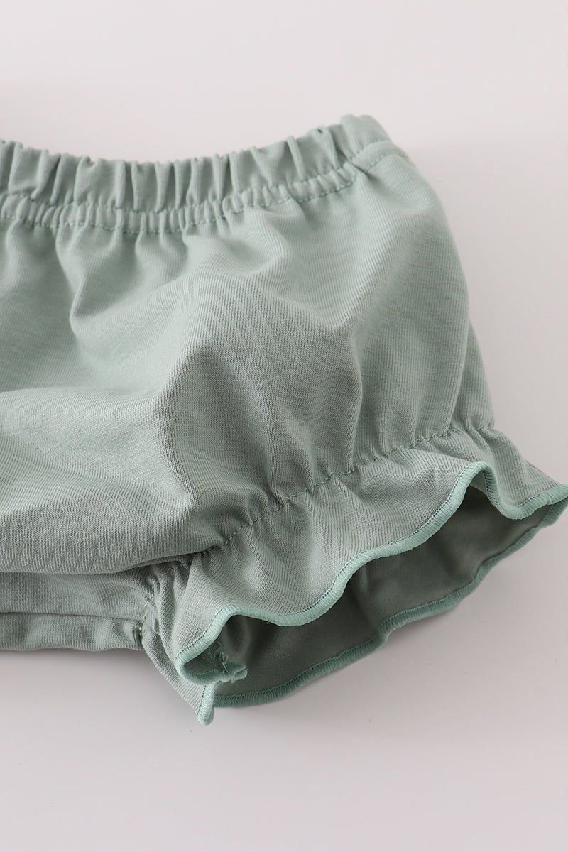 Baby Girl Ruffle Top & Bloomers Set – Sage Floral Charm - Blue Marc