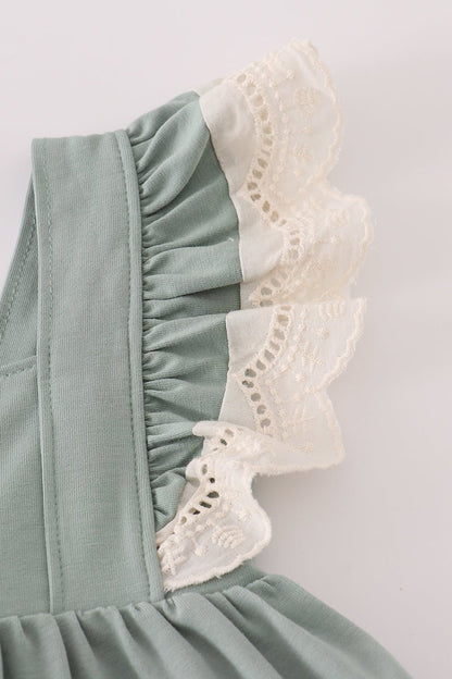 Baby Girl Sage Green Ruffle Dress Set with Bloomers - Blue Marc