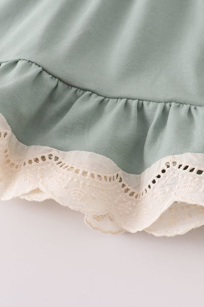 Baby Girl Sage Green Ruffle Dress Set with Bloomers - Blue Marc