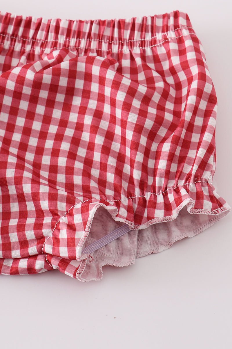 🍓 Baby Girl Strawberry Outfit – 2 - Piece Polka Dot & Gingham Set - Blue Marc