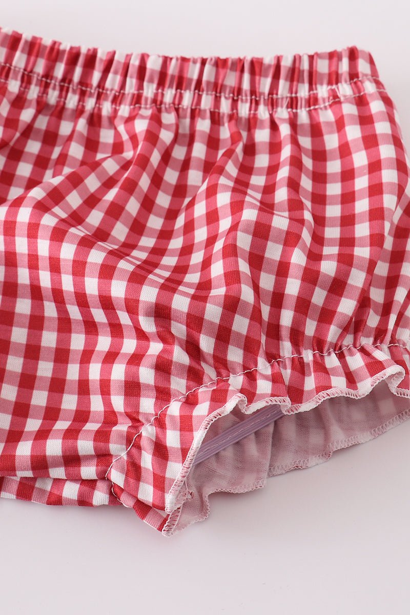 🍓 Baby Girl Strawberry Outfit – 2 - Piece Polka Dot & Gingham Set - Blue Marc