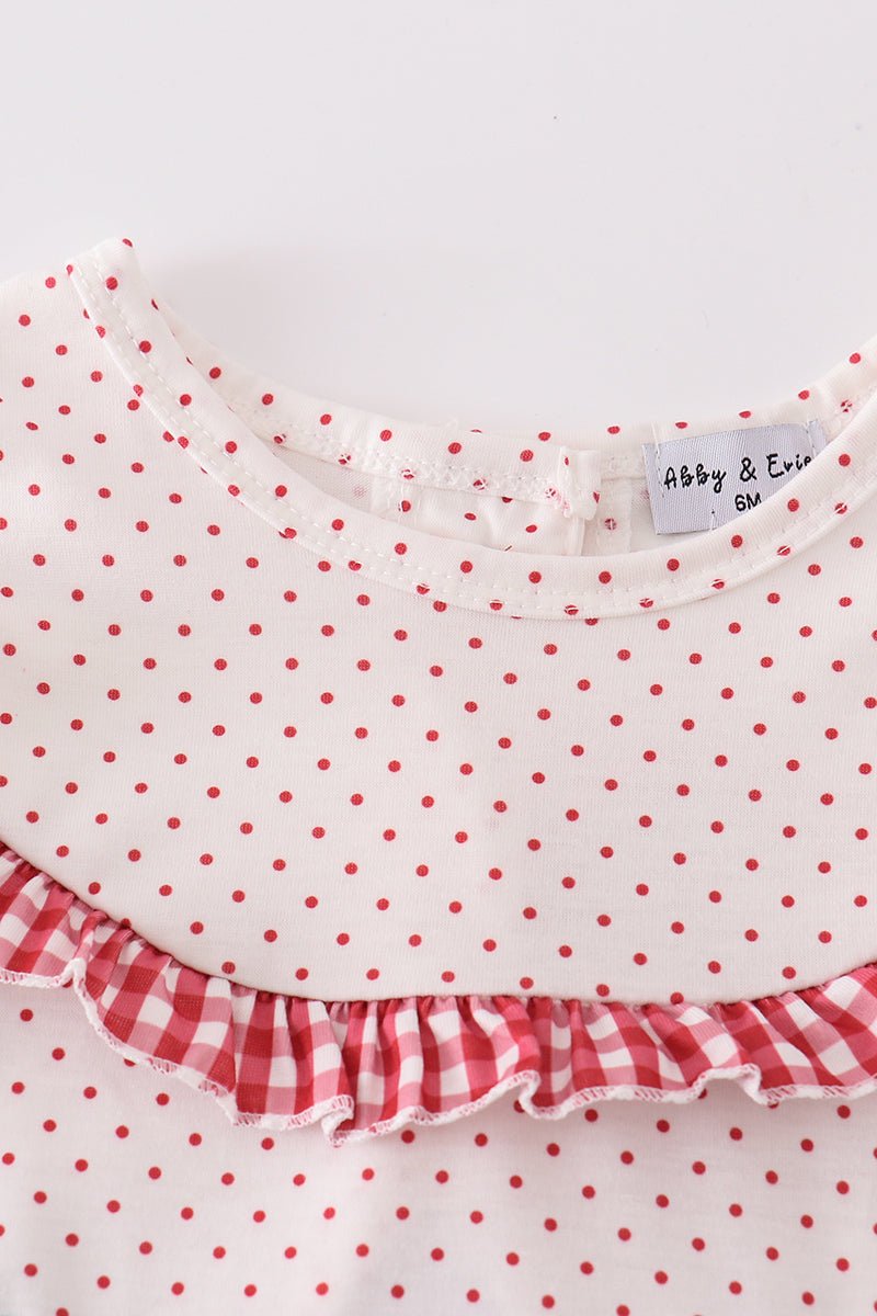🍓 Baby Girl Strawberry Outfit – 2 - Piece Polka Dot & Gingham Set - Blue Marc