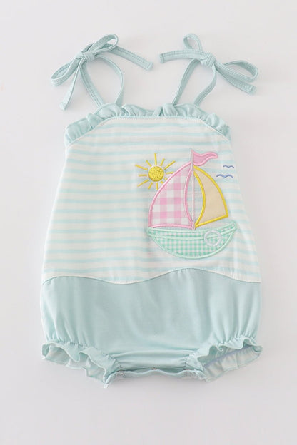 Baby Girls' Seaside Breeze Sailboat Romper – Sweet & Nautical - Blue Marc