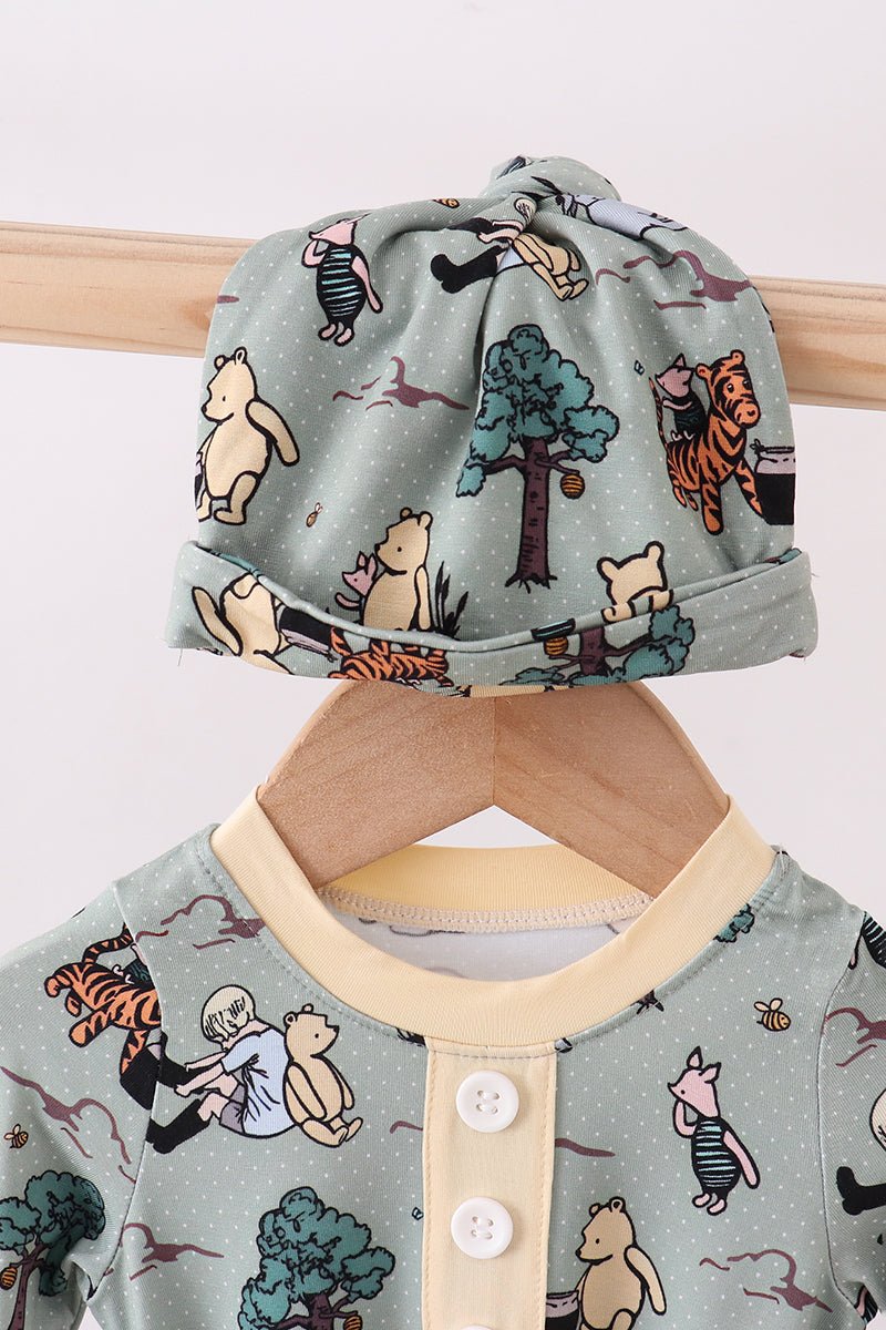 Baby Gown & Hat Set – Forest Adventure Print - Blue Marc