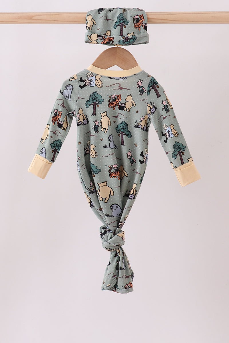 Baby Gown & Hat Set – Forest Adventure Print - Blue Marc
