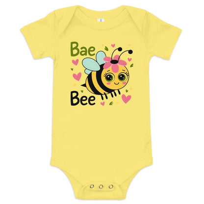 🐝💛 Bae Bee Baby Bodysuit – Cute & Punny One - Piece for Baby Girls - Blue Marc