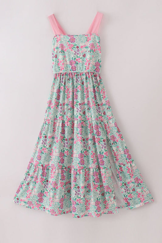 Blossom Grace Floral Maxi Dress for Moms – Coordinating Mommy & Me Style - Blue Marc