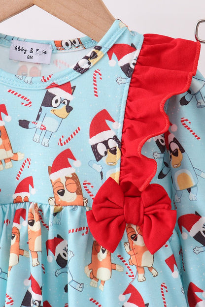 Bluey Baby Girl Christmas Outfit – Ruffle Top & Red Shorts - Blue Marc