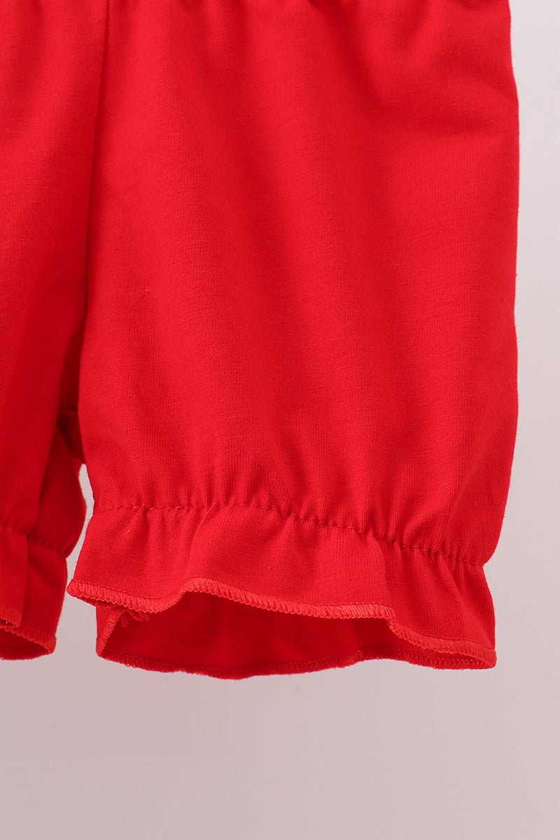 Bluey Baby Girl Christmas Outfit – Ruffle Top & Red Shorts - Blue Marc