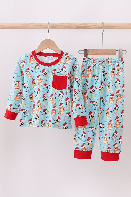 Bluey Boys Christmas Pajama Set – Festive 2 - Piece Loungewear - Blue Marc
