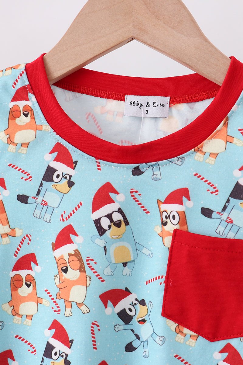 Bluey Boys Christmas Pajama Set – Festive 2 - Piece Loungewear - Blue Marc