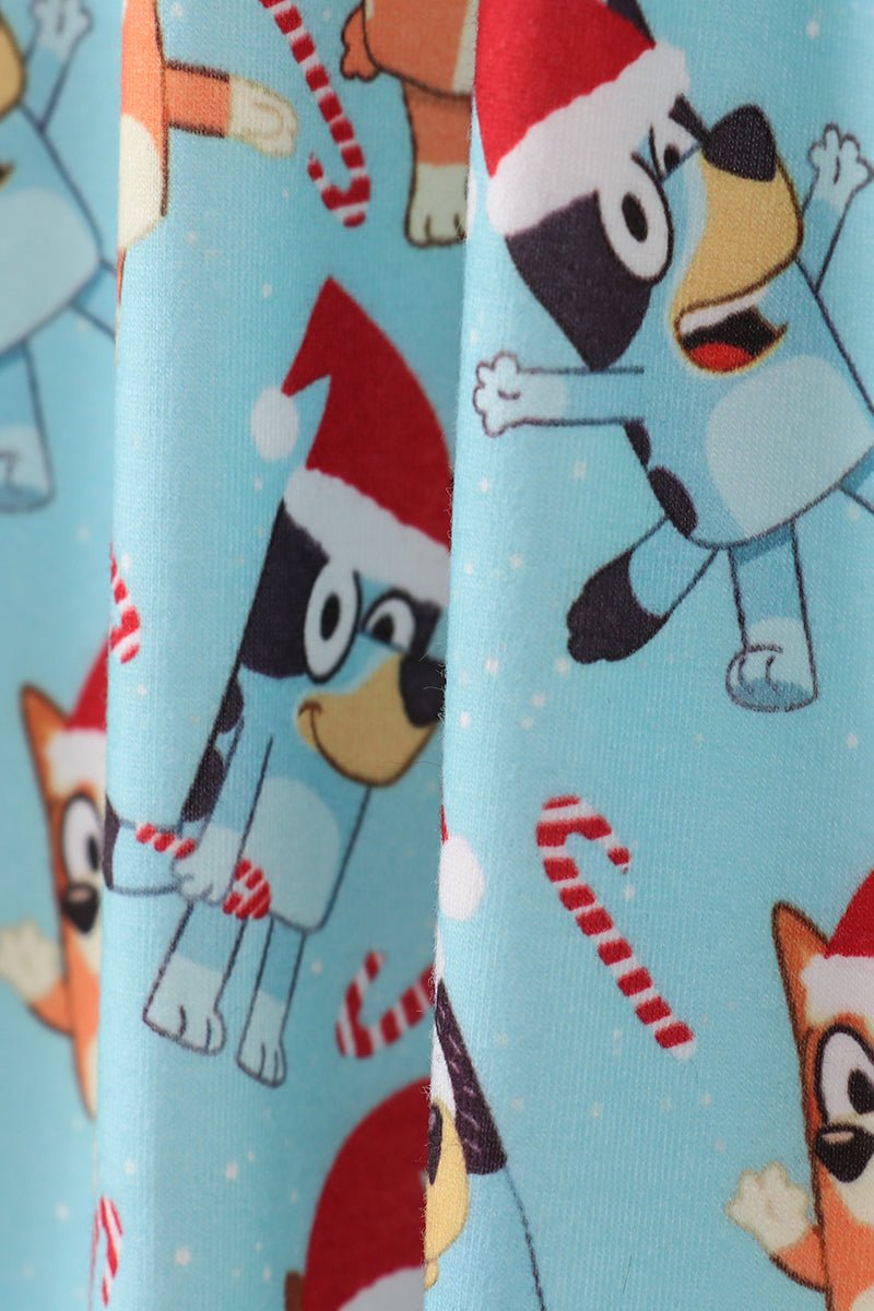 Bluey - Inspired Mommy Christmas PJ Pants – Aqua & Red Drawstring - Blue Marc