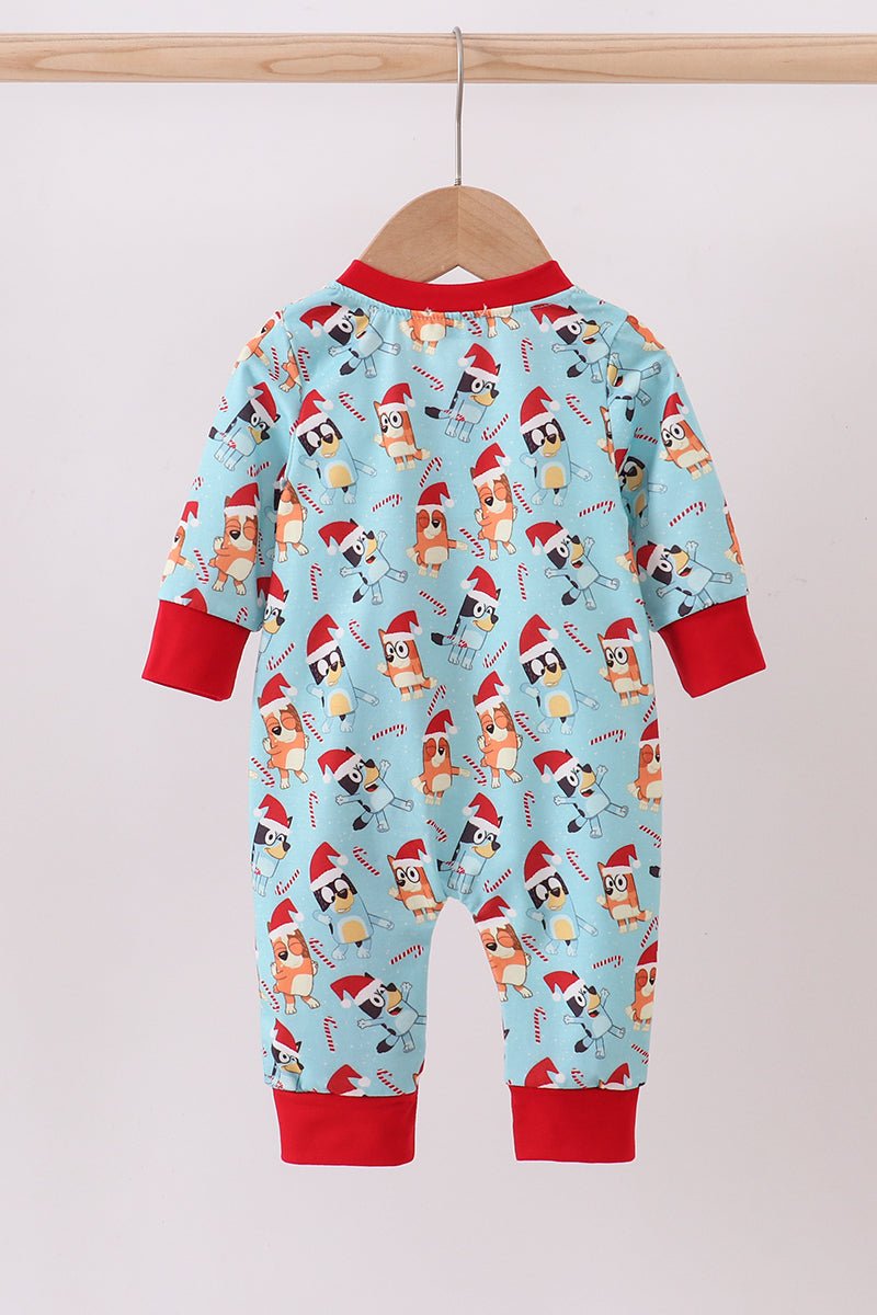 Bluey Ruffle Zip Romper – Baby Girl Christmas Pajamas - Blue Marc