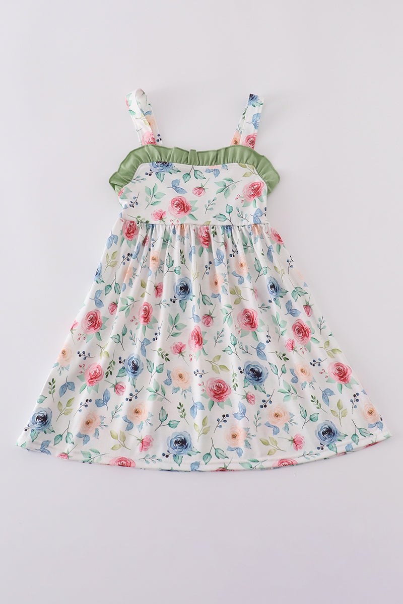 Botanic Breeze Sundress – Sleeveless Summer Dress for Girls 🌿 - Blue Marc