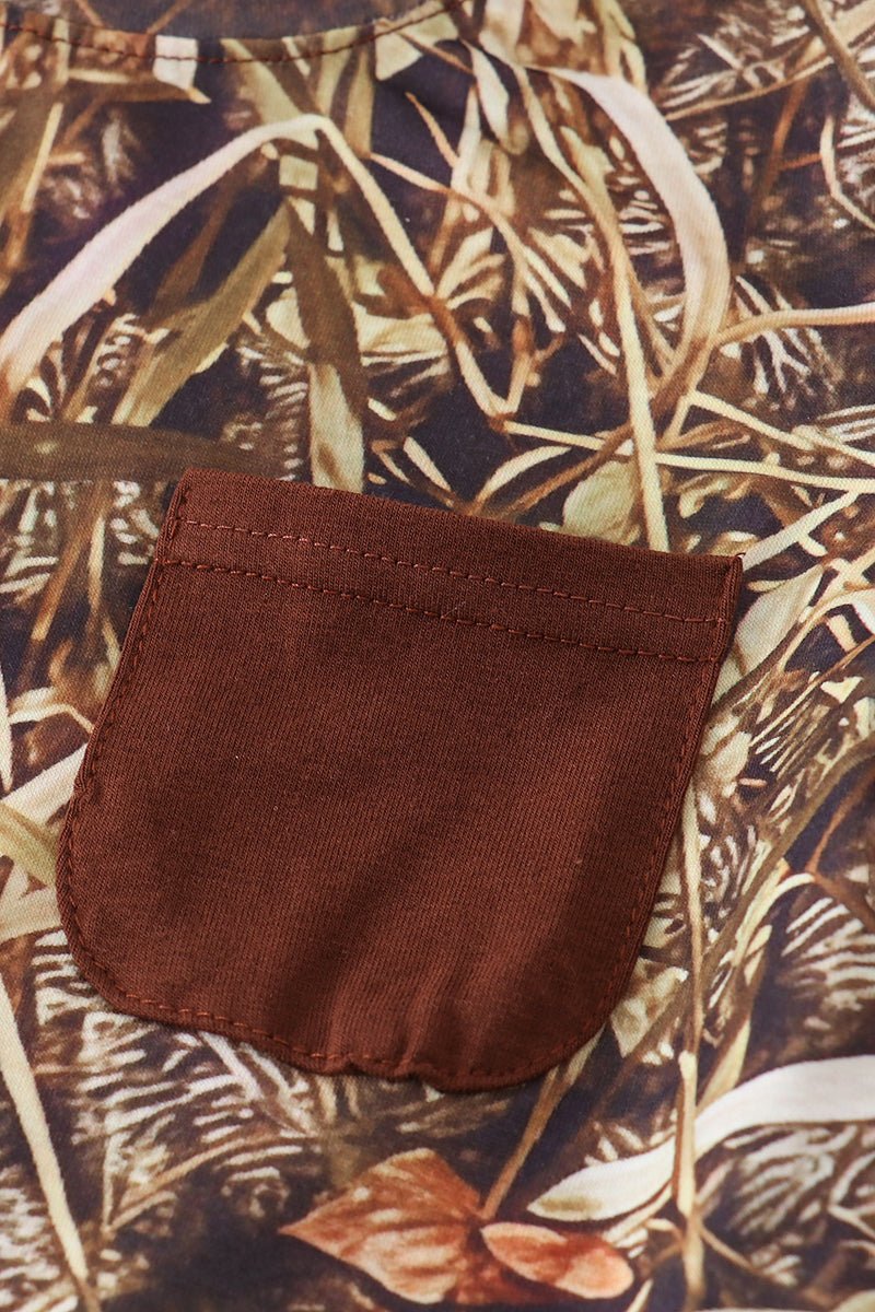 Boys Camo T-Shirt & Brown Pants Set - Blue Marc