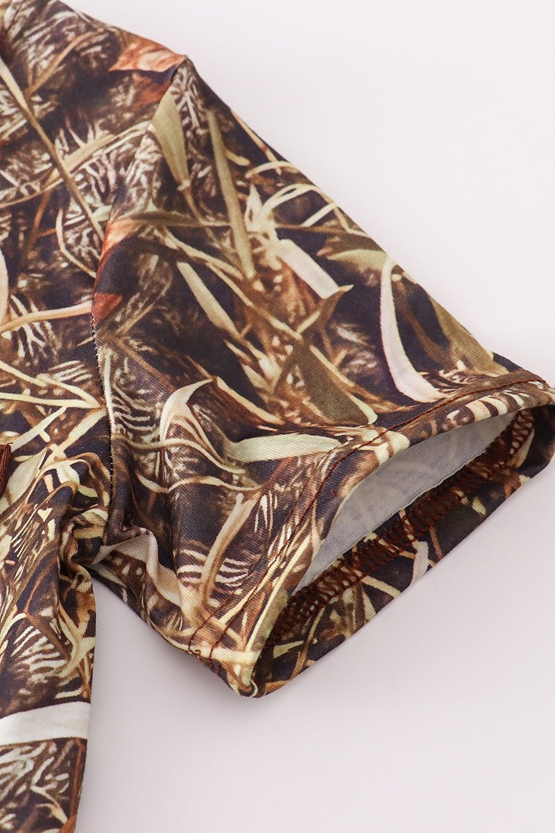 Boys Camo T-Shirt & Brown Pants Set - Blue Marc