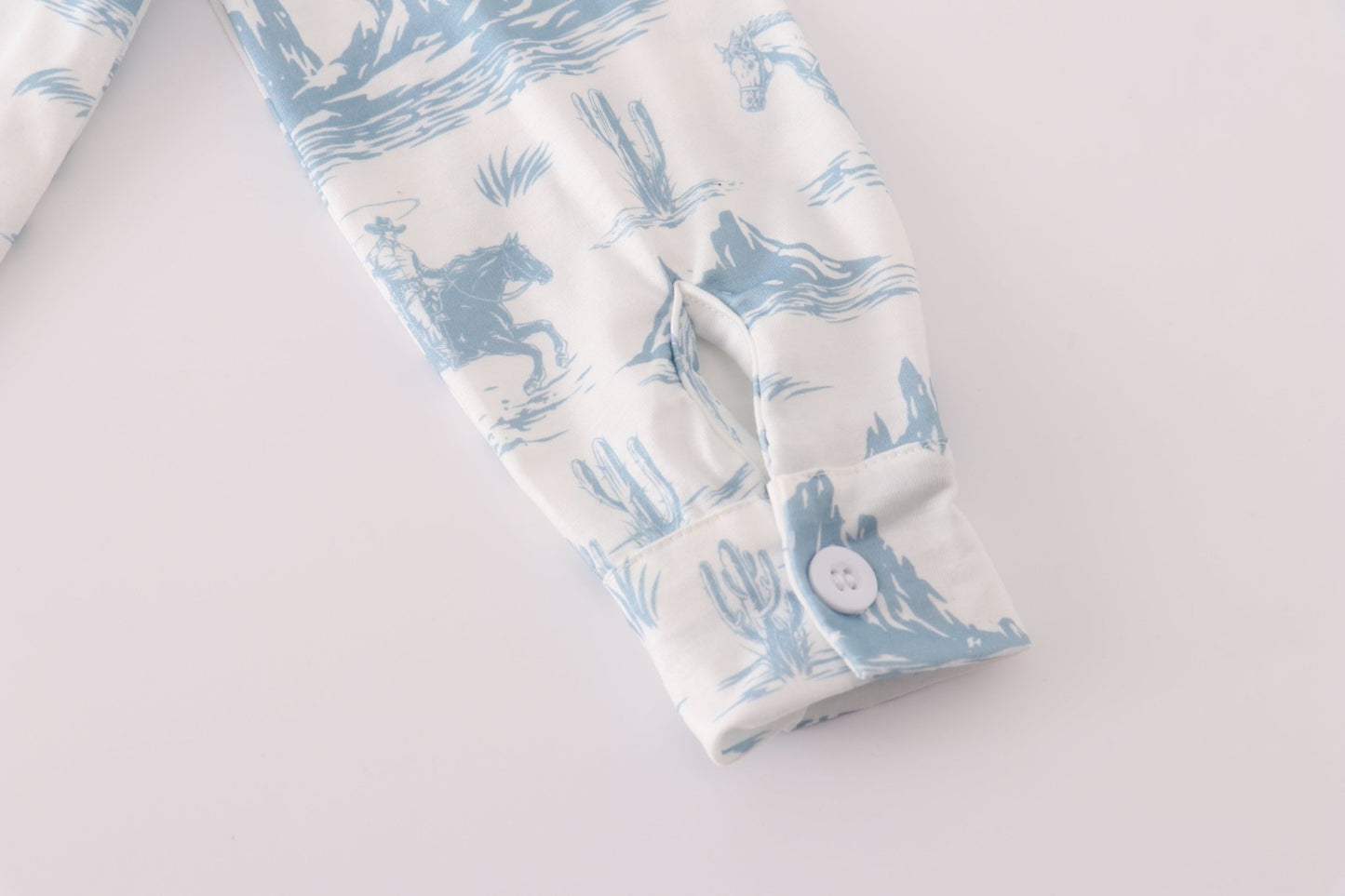 Boys Cowboy Desert Print Shirt – Western Blue Button - Up - Blue Marc