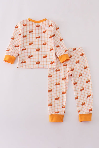 Boys Thanksgiving Pajama Set – Pumpkin Pie Print - Blue Marc