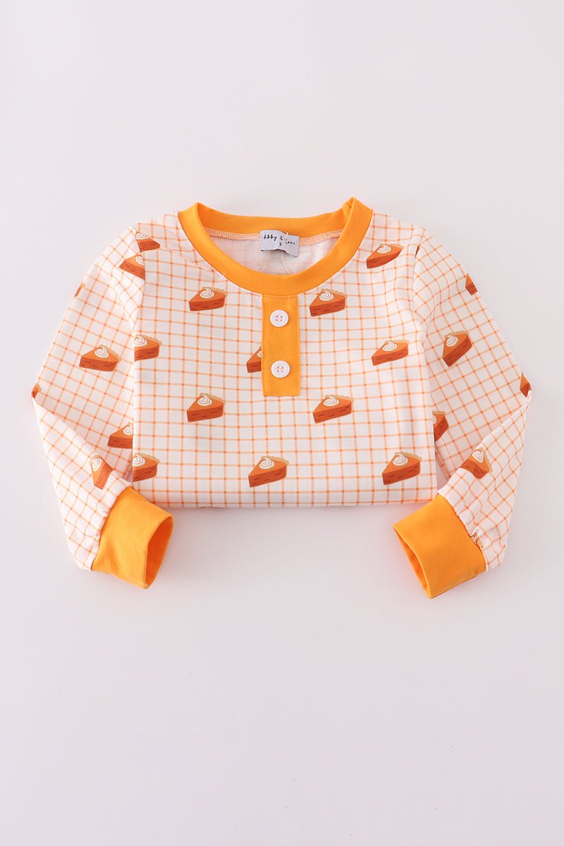 Boys Thanksgiving Pajama Set – Pumpkin Pie Print - Blue Marc