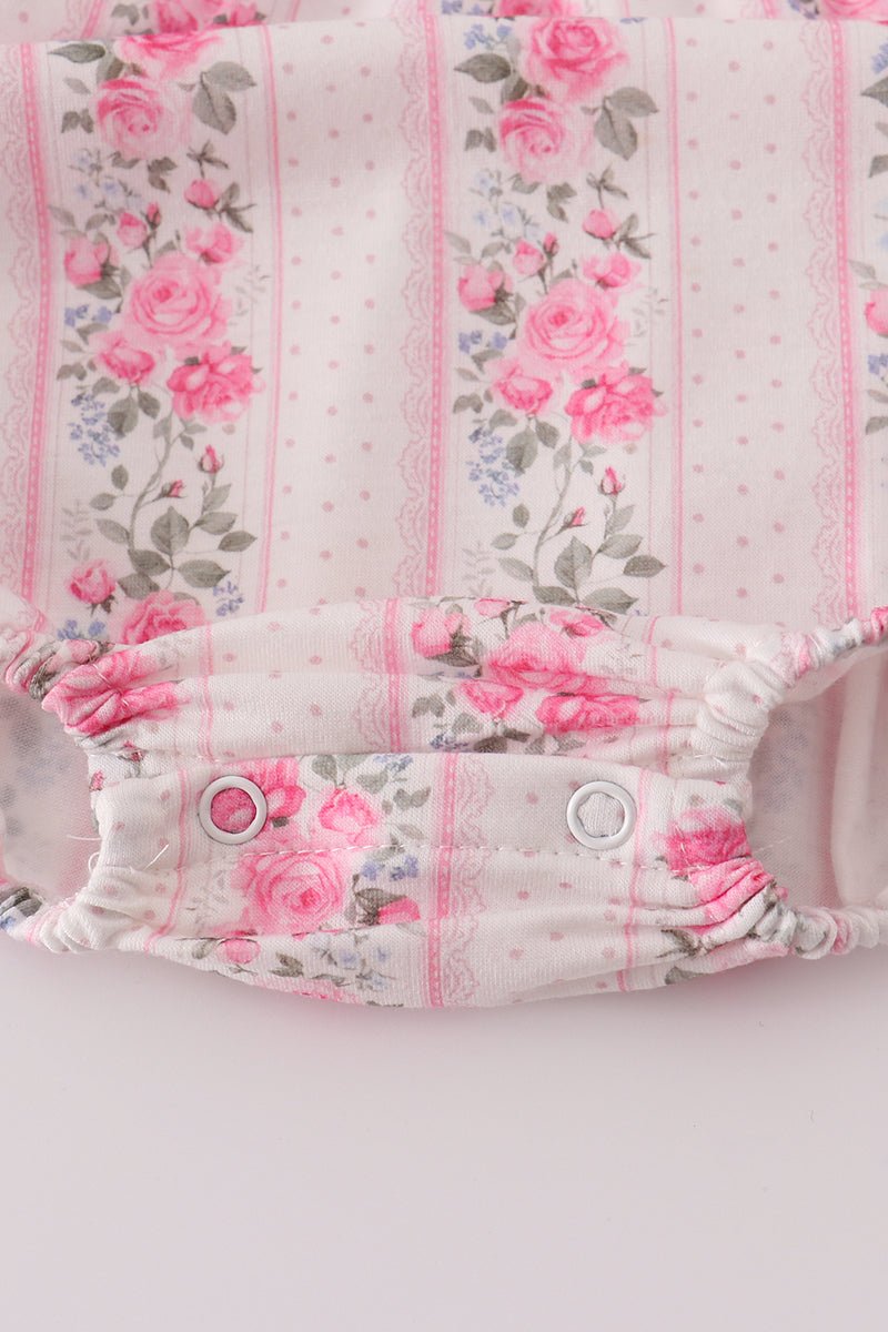 Camellia Baby Romper – Long Sleeve Pink Floral Outfit - Blue Marc