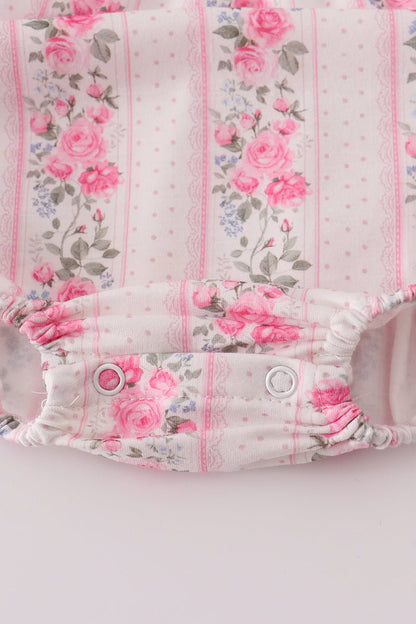 Camellia Baby Romper – Long Sleeve Pink Floral Outfit - Blue Marc