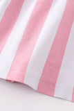 Candy Stripe Pink Denim Overall Dress - Blue Marc