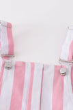 Candy Stripe Pink Denim Overall Dress - Blue Marc