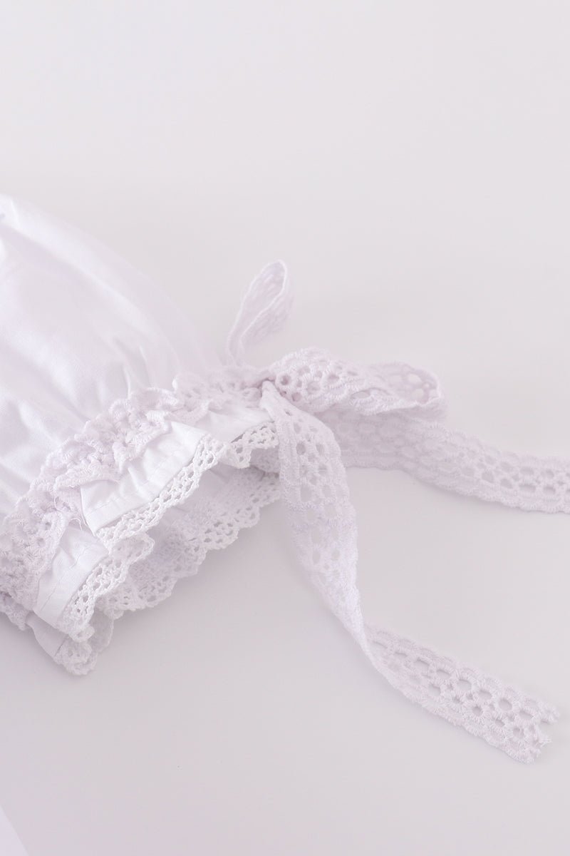Cherry Blossom Baby Girl Set – Embroidered White Dress with Bloomers - Blue Marc