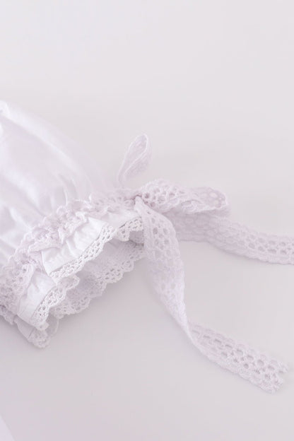 Cherry Blossom Baby Girl Set – Embroidered White Dress with Bloomers - Blue Marc