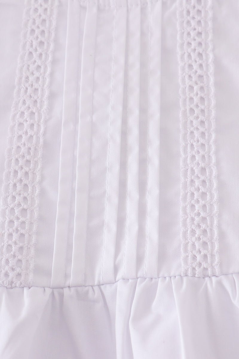 Cherry Blossom Baby Girl Set – Embroidered White Dress with Bloomers - Blue Marc